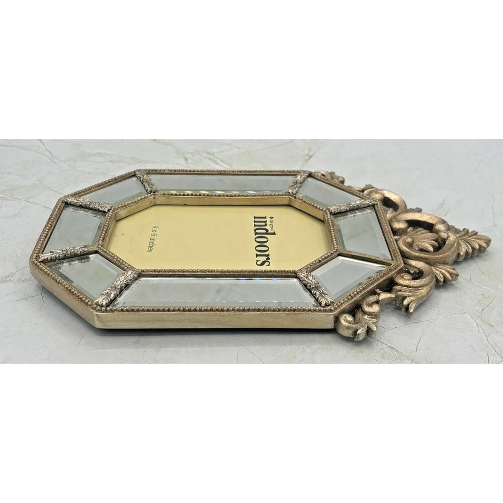The Great Indoors Beveled Mirrored 4x6 Picture Frame Octaganal Vintage Inspired